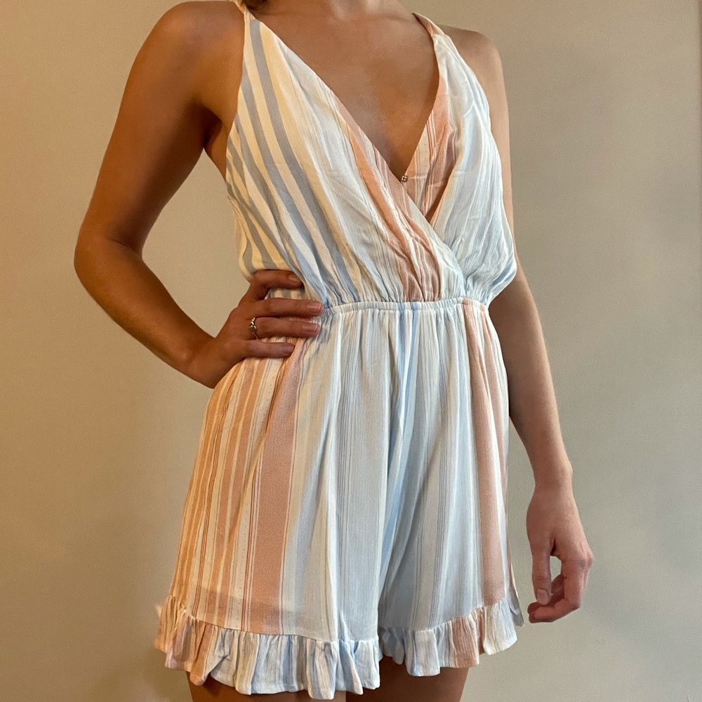 Blue and orange romper